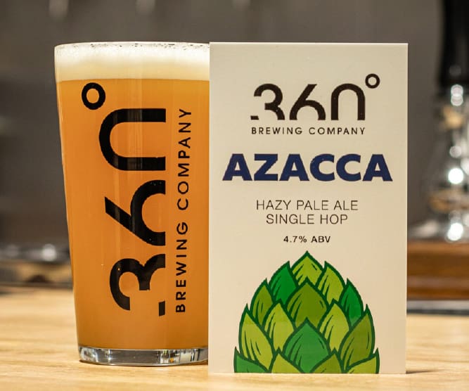 360 beer with badge design
