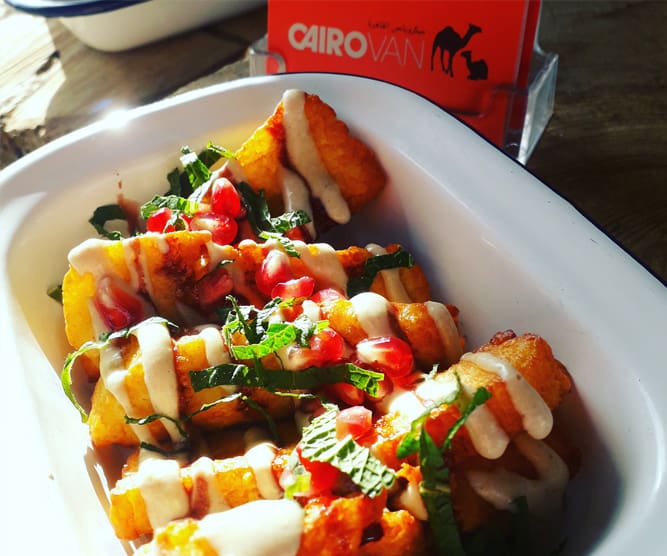 close up shot of haloumi fries by cairo van