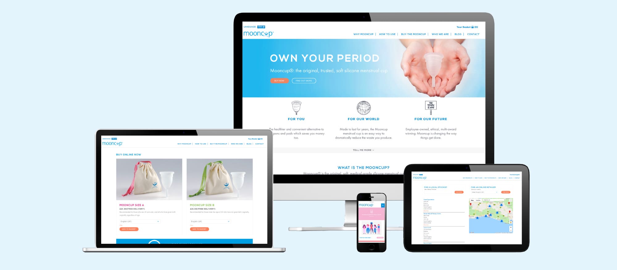 mooncup website across devices