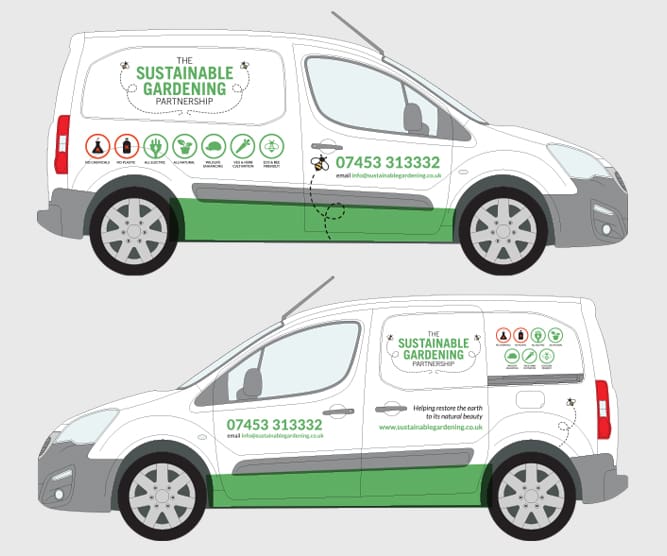 sustainable gardening partnership van wrap