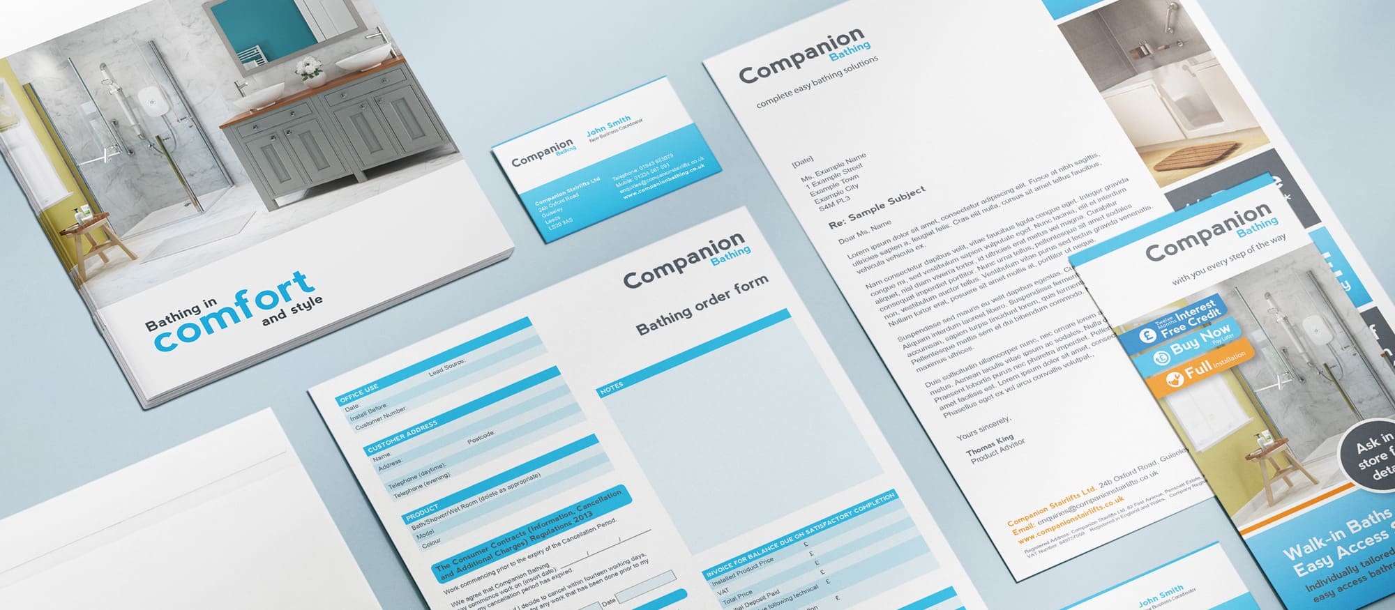 Rebrand and logo design for Companion Stairlifts - picture of branded literature