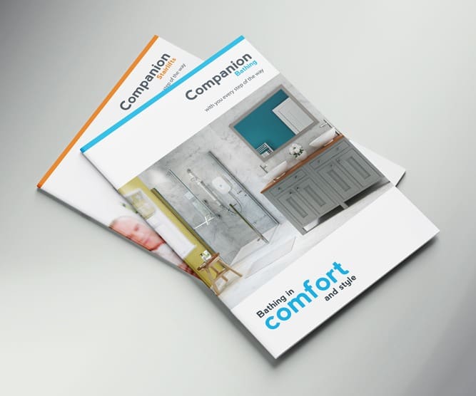 Rebrand and logo design for Companion Stairlifts - picture of branded brochures
