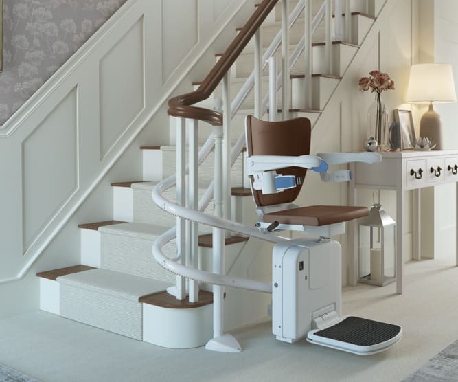 Rebrand and logo design for Companion Stairlifts - picture of stairlift in home