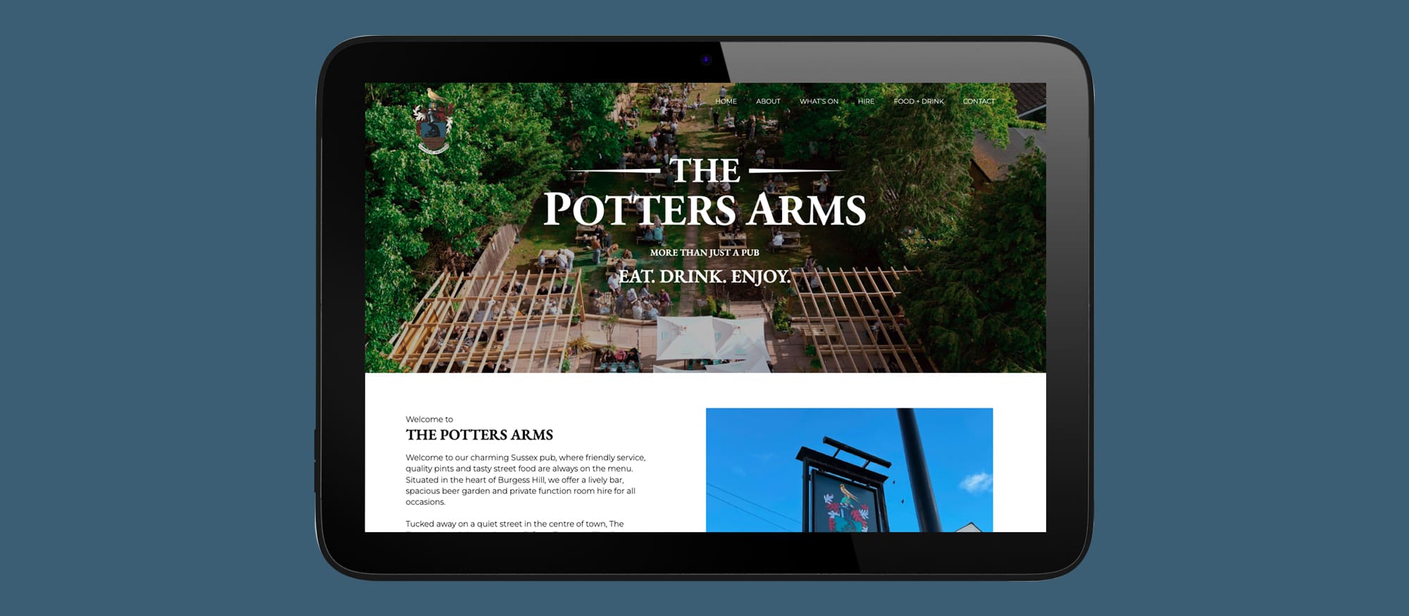 Sussex pub website design and build - The Potters Arms in Burgess Hill